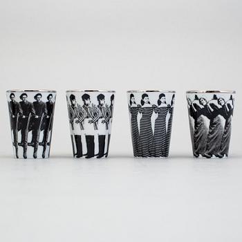 ÅSA LINDSTRÖM, snapsglas,4 st, porslin, Rörstrand, 2000-tal.