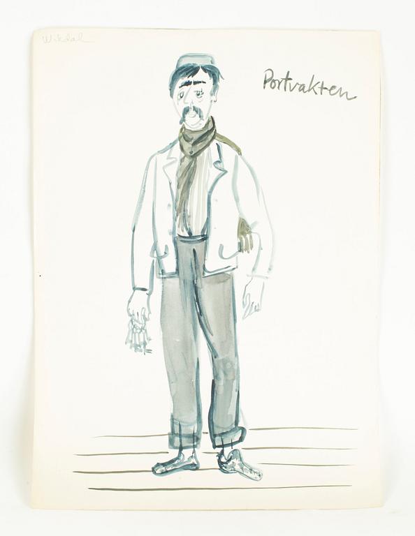 MAX GOLDSTEIN (MAGO) ca 70 dräktskisser och teckningar i blyerts, akvarell och tusch. Delvis sign o dat.