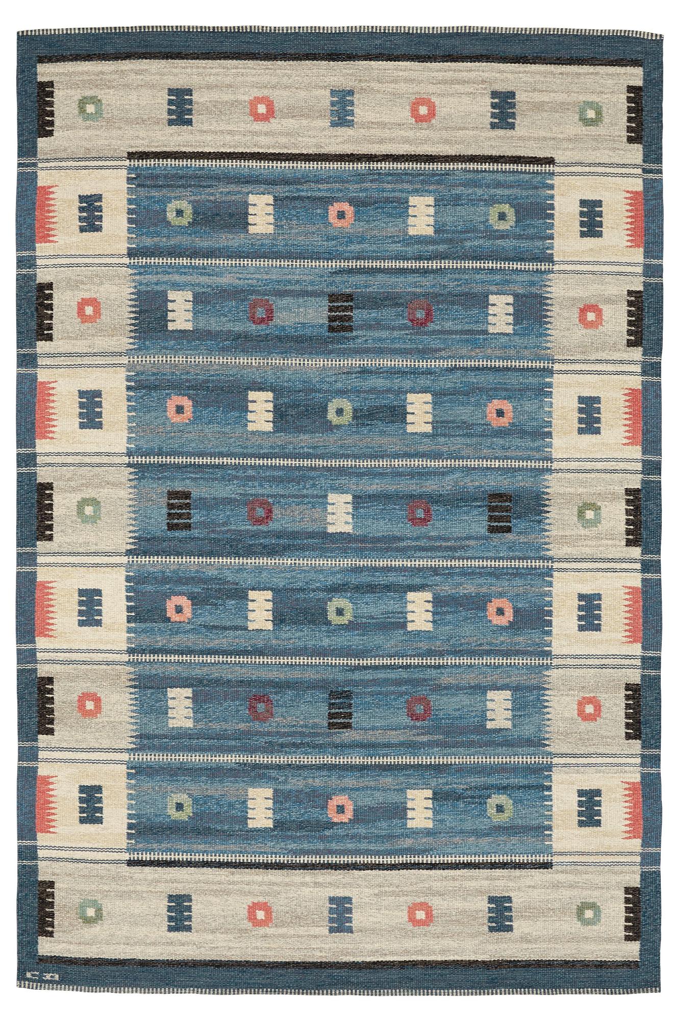 Carl Dangel, A CARPET, flat weave, ca 262 x 172,5 cm, signed CD (Carl Dangel). Sweden around the middle of the 20th century.