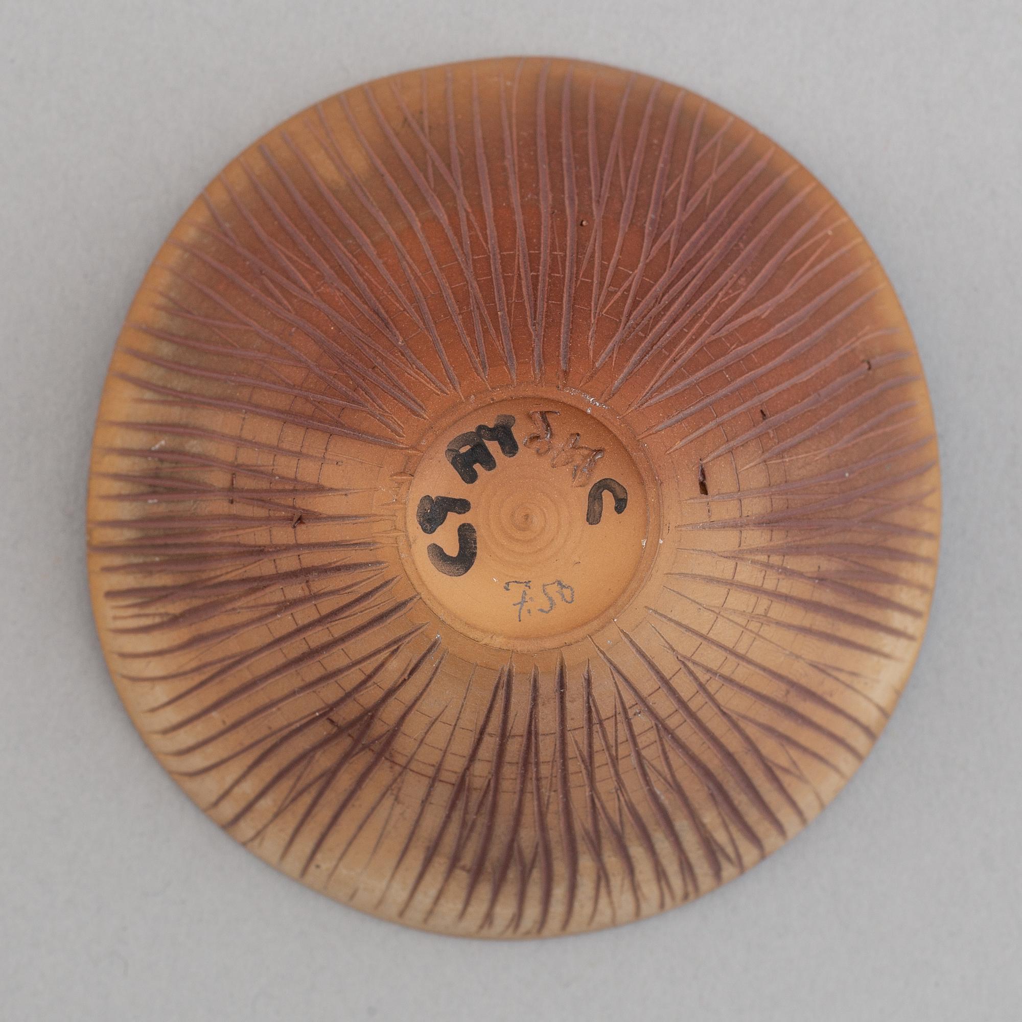 Sven Hofverberg, a set of five stoneware vases and four bowls, mid 20th Century.
