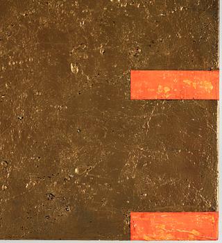 Gordon Hart, signed and dated 1984 on verso. Diptych. Gesso, silver leaf and metal leaf on panel.