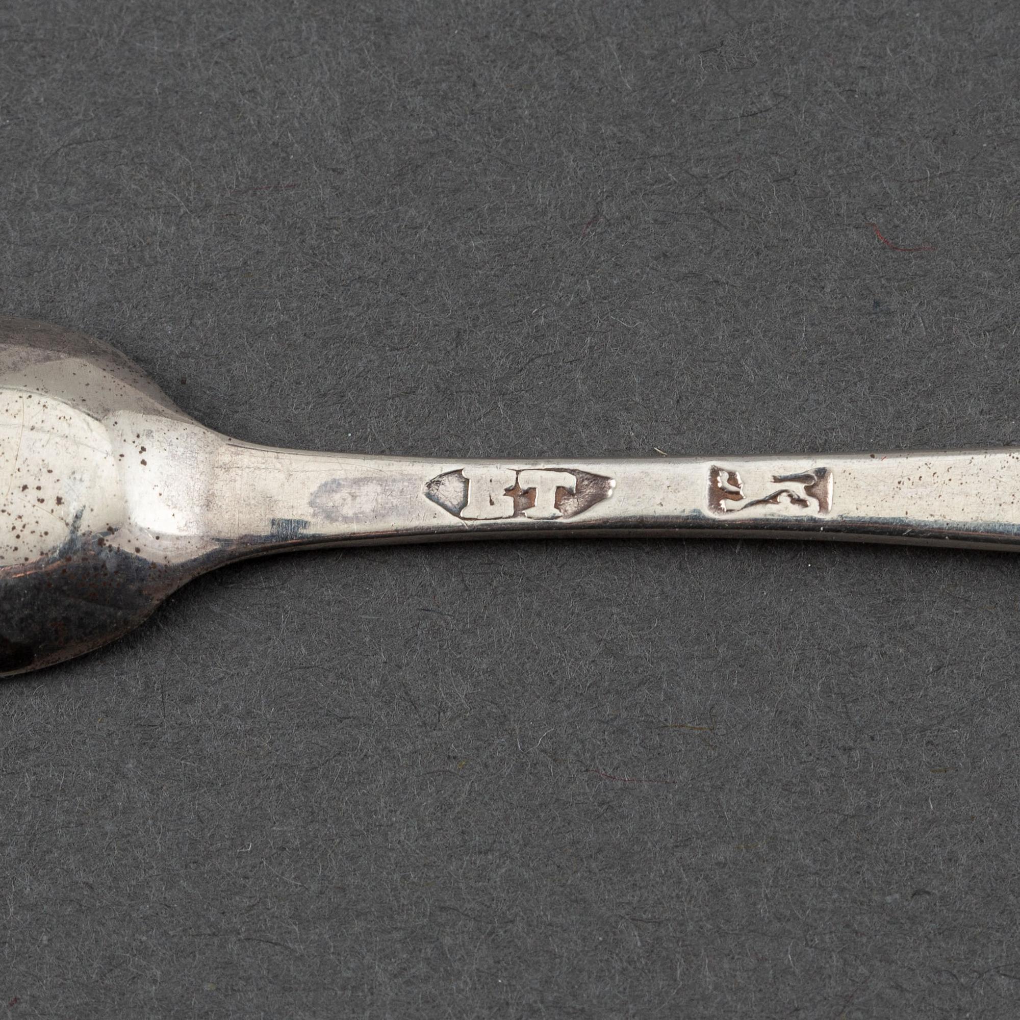 Three pairs of silver salt-spoons, one pair marked Stockholm 1817.