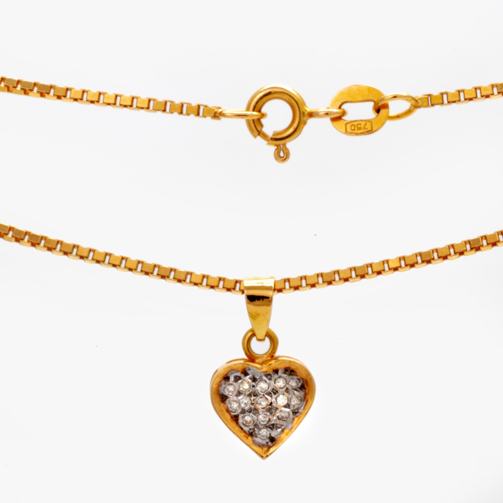 An 18K gold necklace with octagonal cut diamonds.