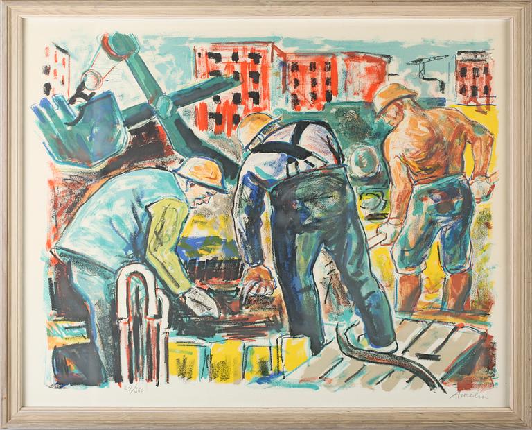 ALBIN AMELIN, färglitografi, signerad och numrerad 29/360.
