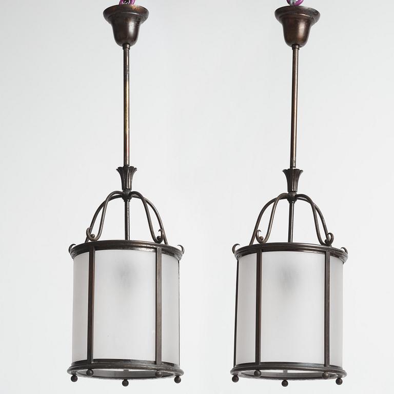 Harald Notini, a pair of ceiling lamps model "6051", Arvid Böhlmarks Lampfabrik, Stockholm, 1920s-30s.