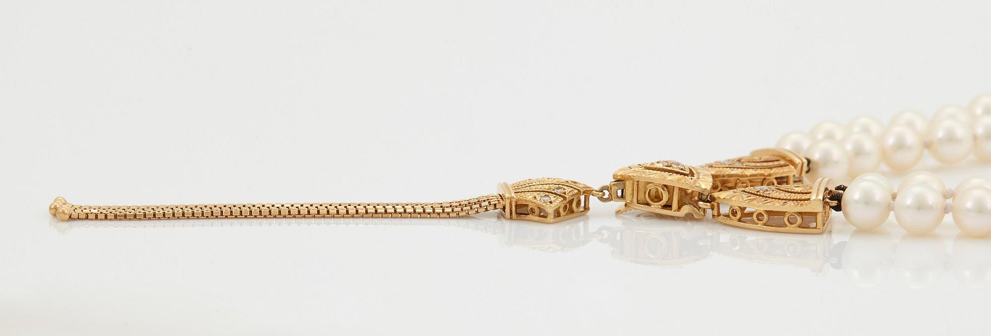Mikomoto tvåradig collier odlade pärlor.
