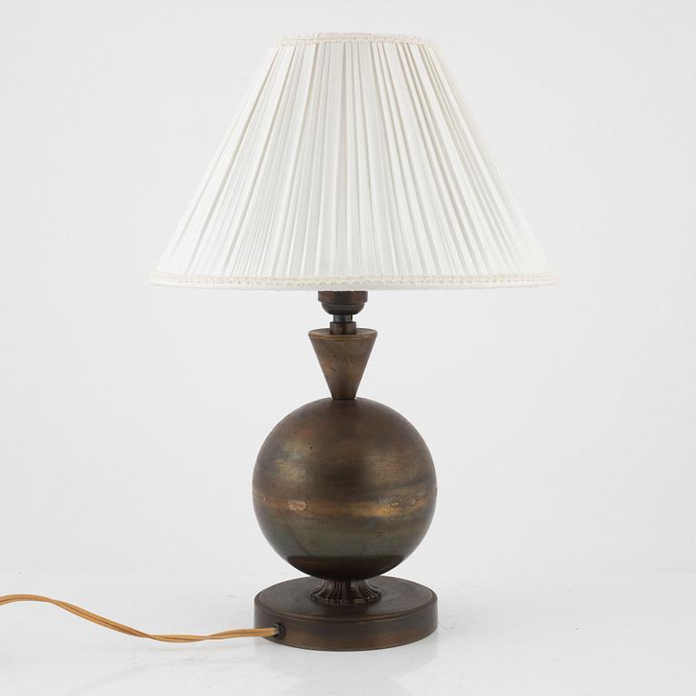 A Swedish Grace patinated bronze table lamp, 1930's.