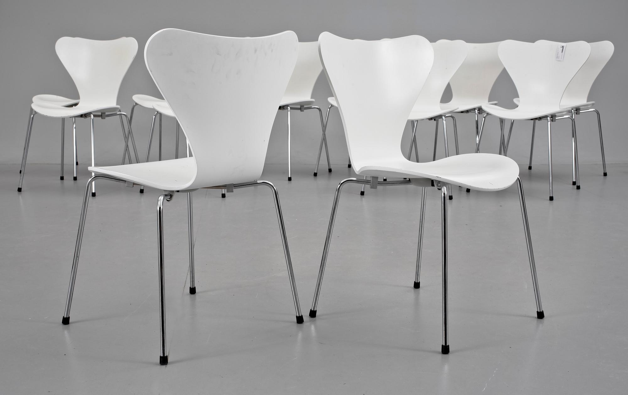 STOLAR, 12 st. "Sjuan", Arne Jacobsen, Fritz Hansen.