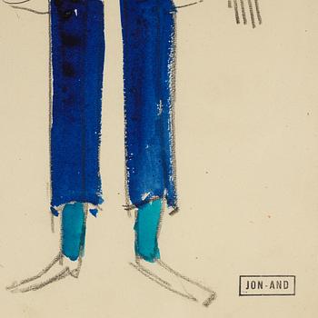 John Jon-And, gouache/akvarell, stämpelsignerad.