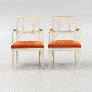 A pair of armchairs, around 1900.