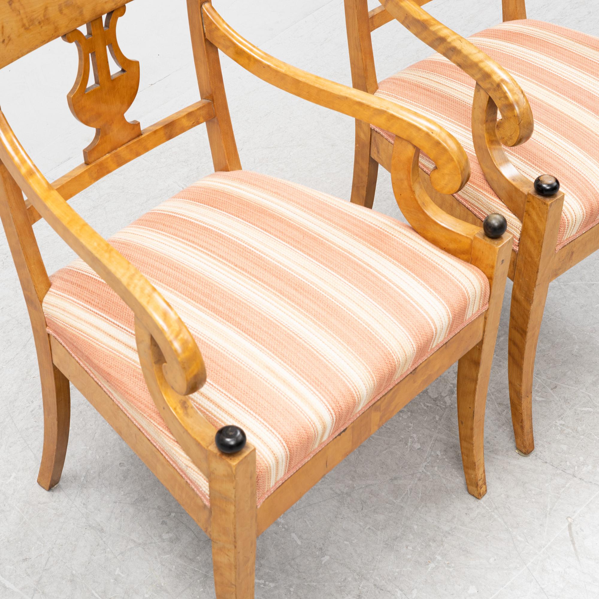 Karmstolar, ett par, Karl Johan, 1800-talets mitt.