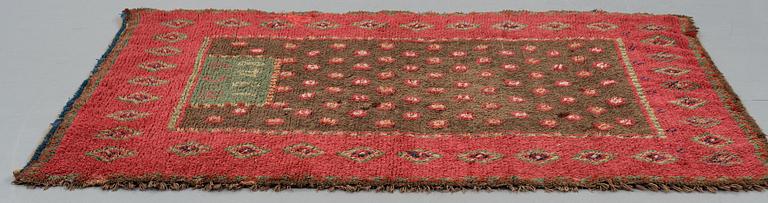 A DOUBLE-PILED RYA BED COVER, Finland, probably Åland, ca 174-176,5 x 135-138 cm, signed and dated H:C:D 1848.