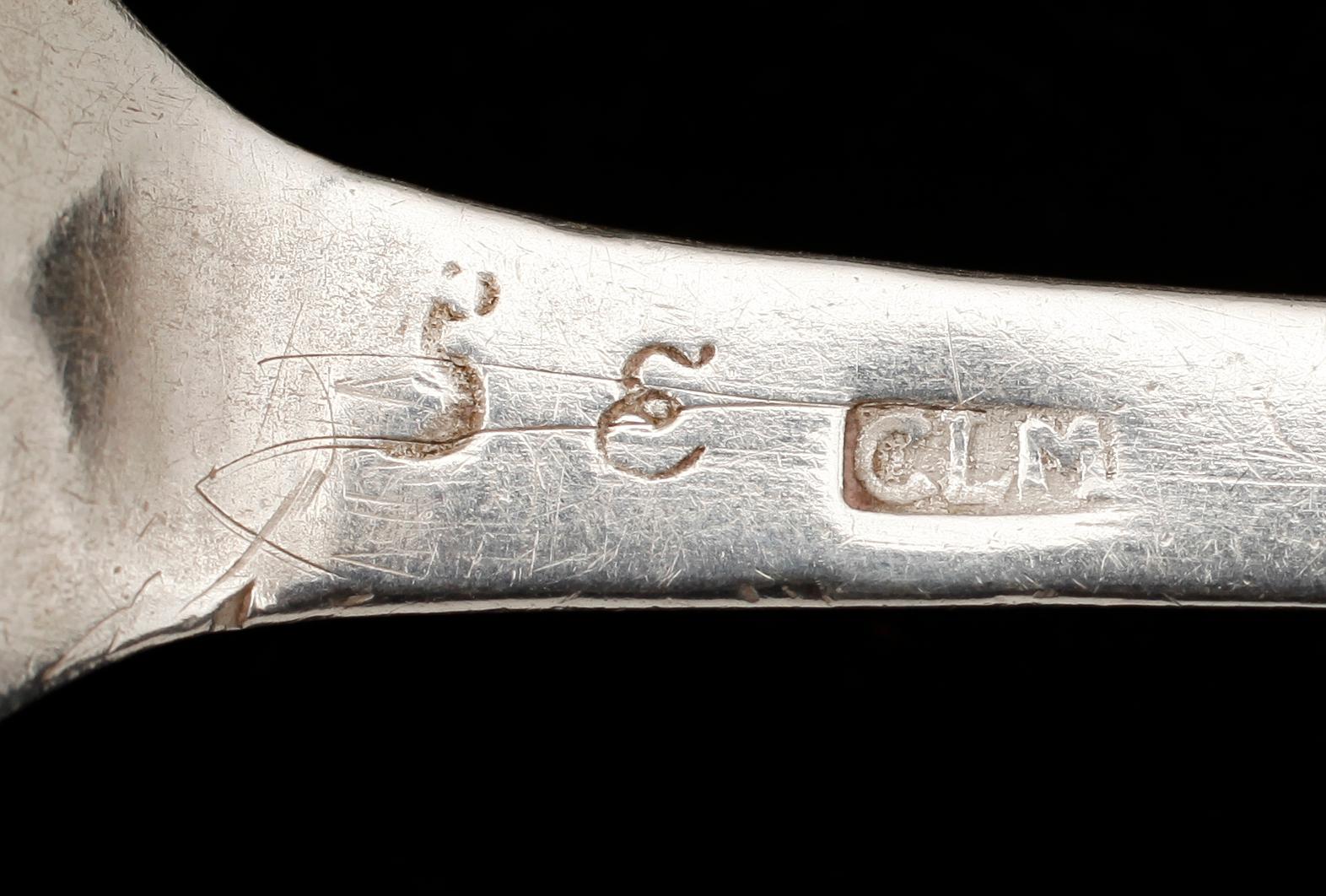 BESTICK, 6 del, silver, mestadels 1800-tal. Tot vikt 247 g.