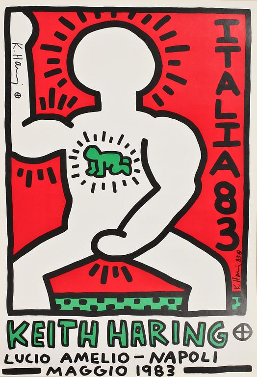 KEITH HARING, utställningsaffisch, signerad.