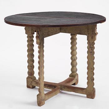 A Swedish Baroque demi lune gate-leg table, circa 1700.
