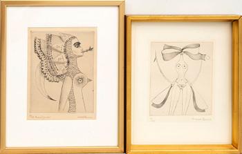 Max Walter Svanberg, drypoint 2 pcs signed dated and numbered 54/65 2/20 and 11/50.