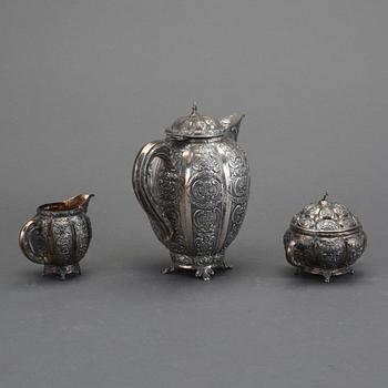 KAFFESERVIS, 3 delar, silver, Helsingfors, Finland, 1957. Vikt ca  724,3 gram.