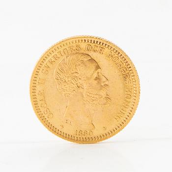 Gold coin 20 kronor 1880 Sweden Oscar II.