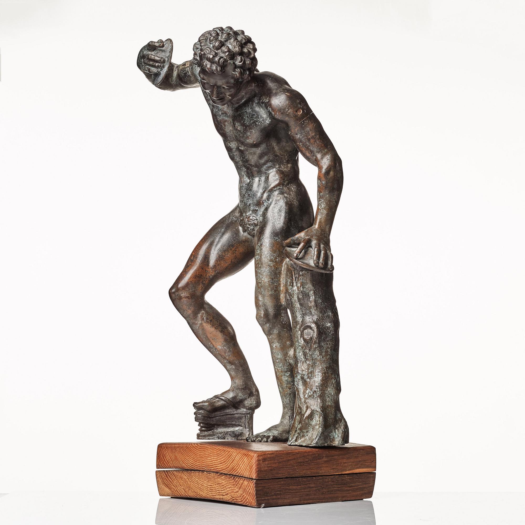 SCULPTURE, probably Italy 18th Century. Satyr with cymbals.