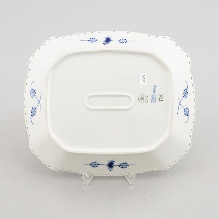 A 'Blue Fluted Full Lace'/'Musselmalet' porcelain dish, Royal Copenhagen, model 1143, 1974-78.