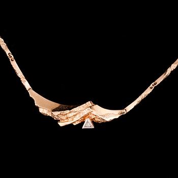 HÄNGSMYCKE, 14K guld, diamant, finska stämplar. Vikt ca 10 g.