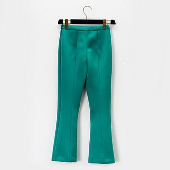 Prada, a pair of emerald green scuba pants, size 36.