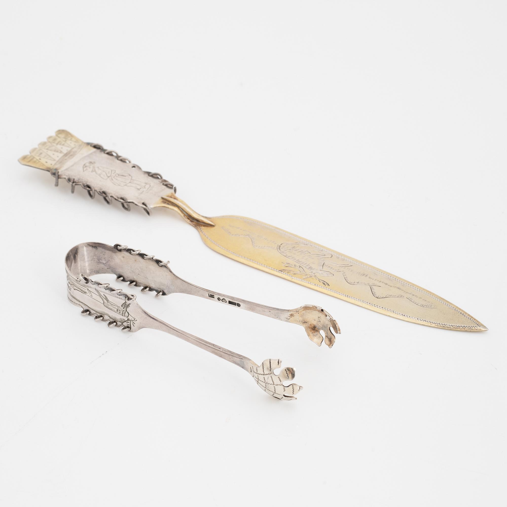 Swedish silver cutlery and napkin rings, including mark of Fritz Olsson, Luleå 1966 (9 pieces).