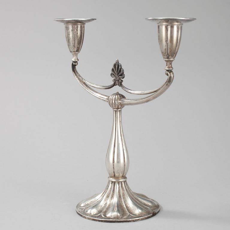 LJUSSTAKE FÖR TVÅ LJUS, silver, Tavastehus 1931.