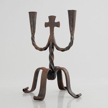A two-light wrought-iron candlesticks, 20th century.