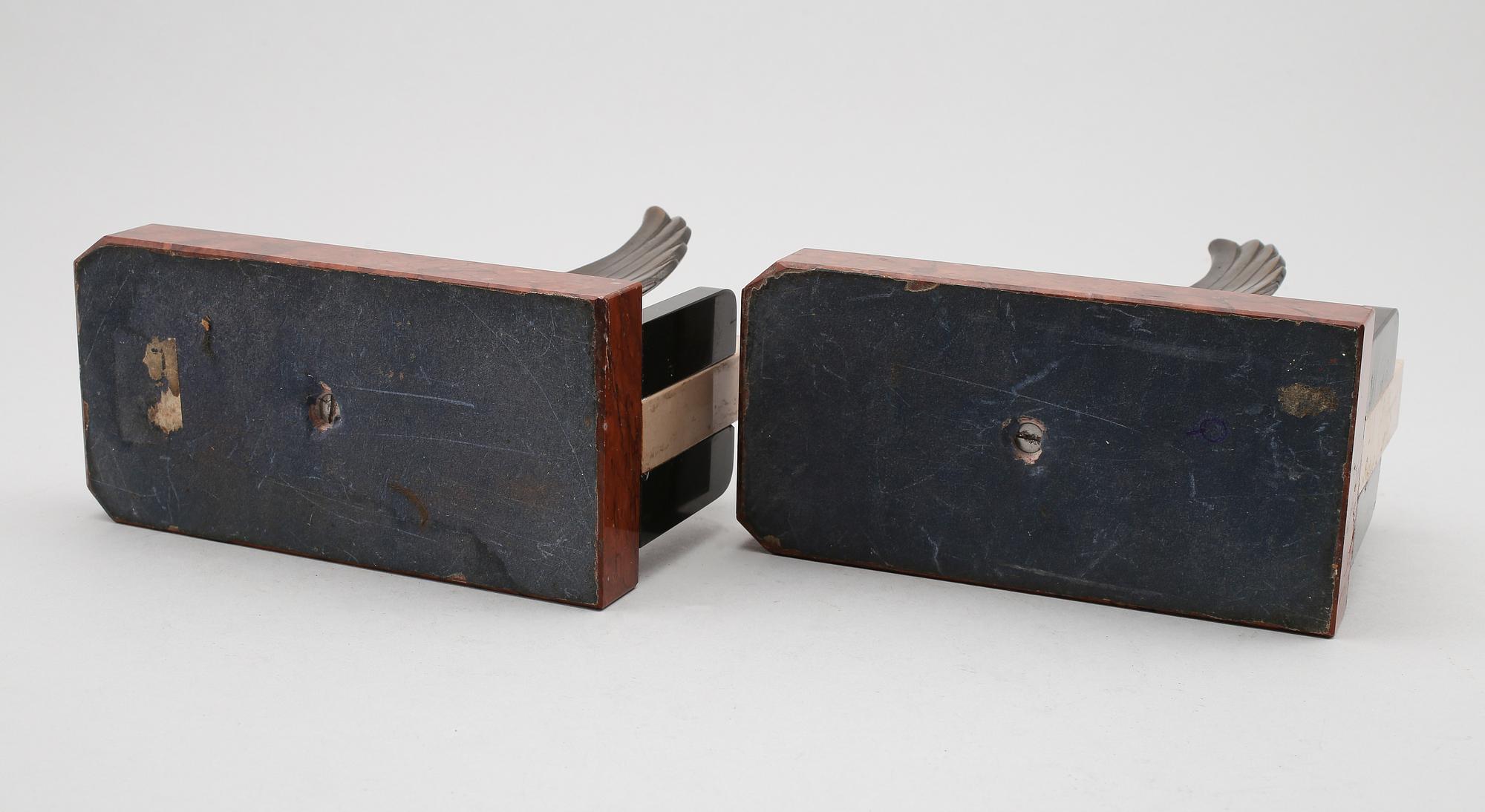 BOKSTÖD, 1 par, art déco, patinerad metall, 1900-talets första hälft.