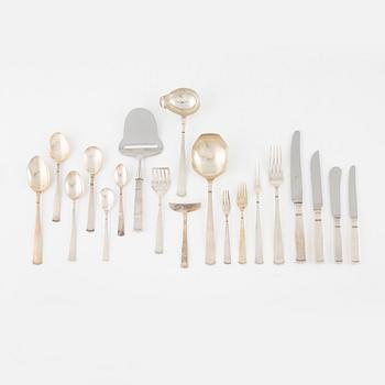 Jacob Ängman, cutlery set, 83 pieces, silver, "Rosenholm", GAB, Stockholm, 1941-88.