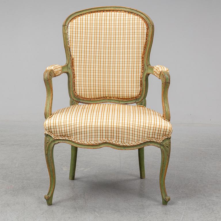 A mid 18th Century rococo armchair.