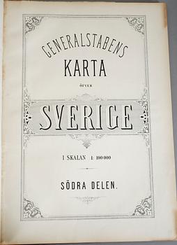 KARTBOK, "Generalstabens karta öfver Sverige", utgiven av generalstabens litografiska anstalt, 1800-talets slut.