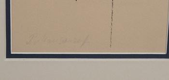 PAVEL MANSUROV, krita, signerad.