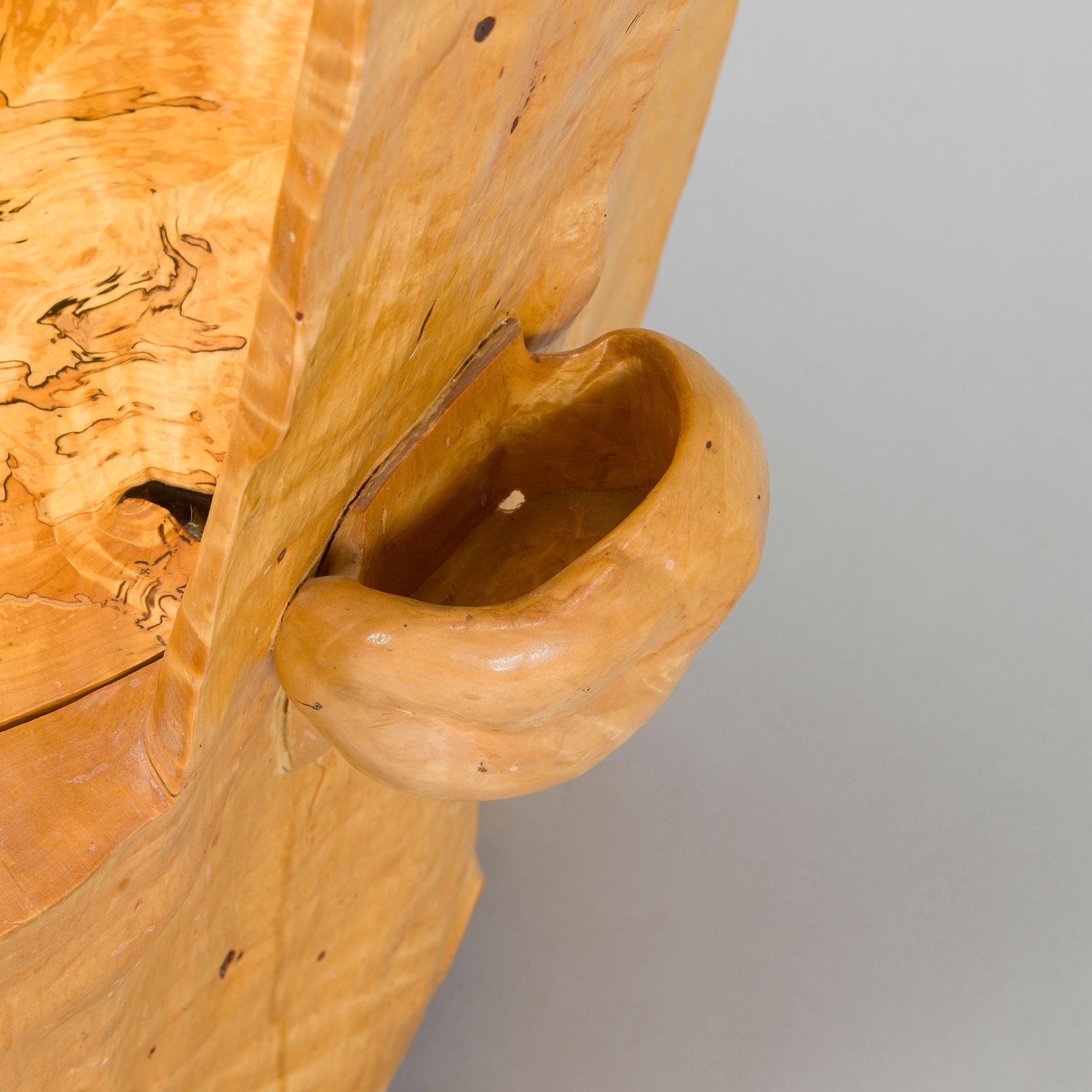 Mauri Haapiainen, a late 20th century masur birch chair and stool.