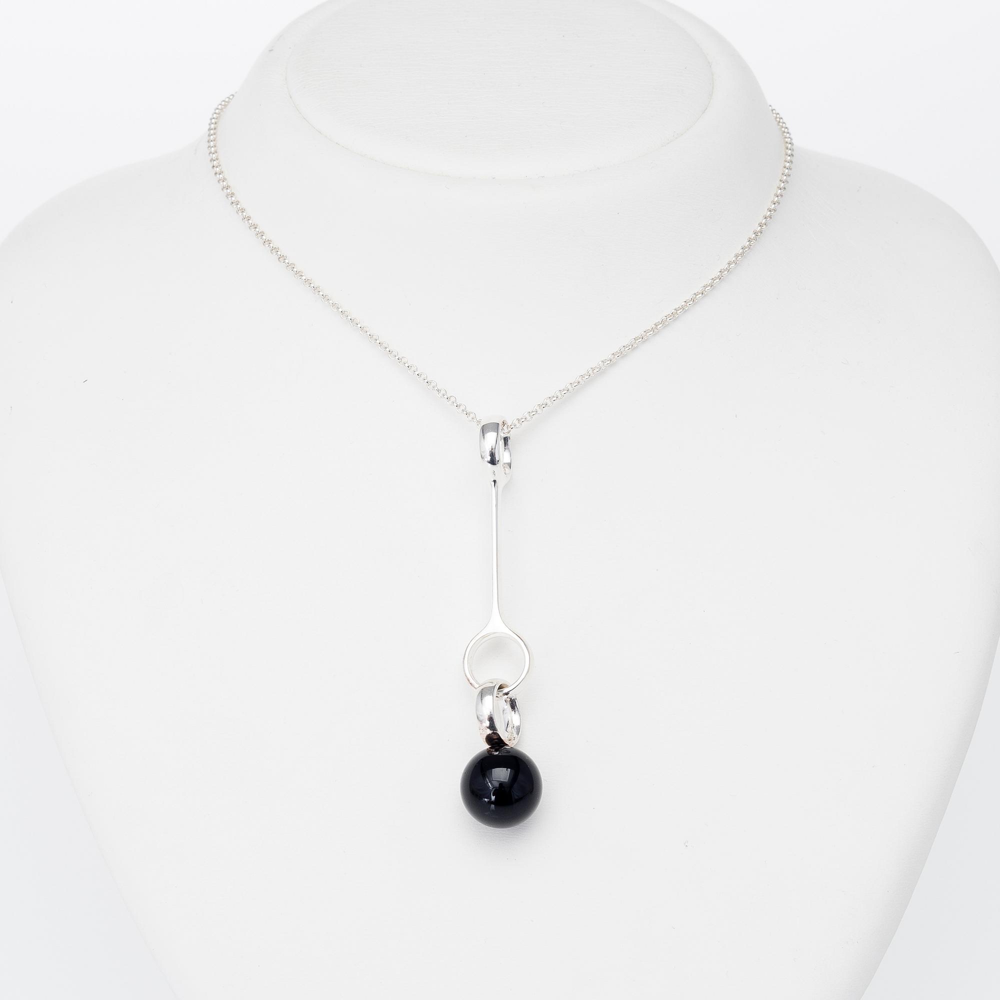 HÄNGE, "Sphere", Georg Jensen, silver, svart agat.