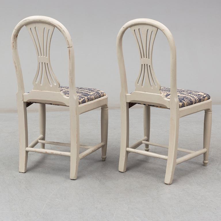 A pair of gustavian chairs, early 19th century.