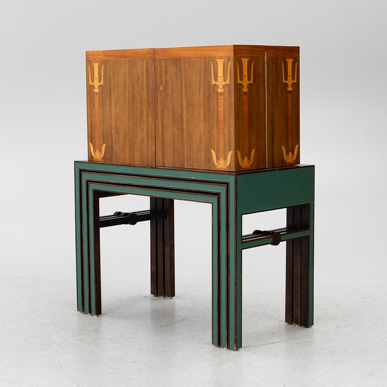 A drinks cabinet with two nesting tables, Sweden, 1930s/40s.