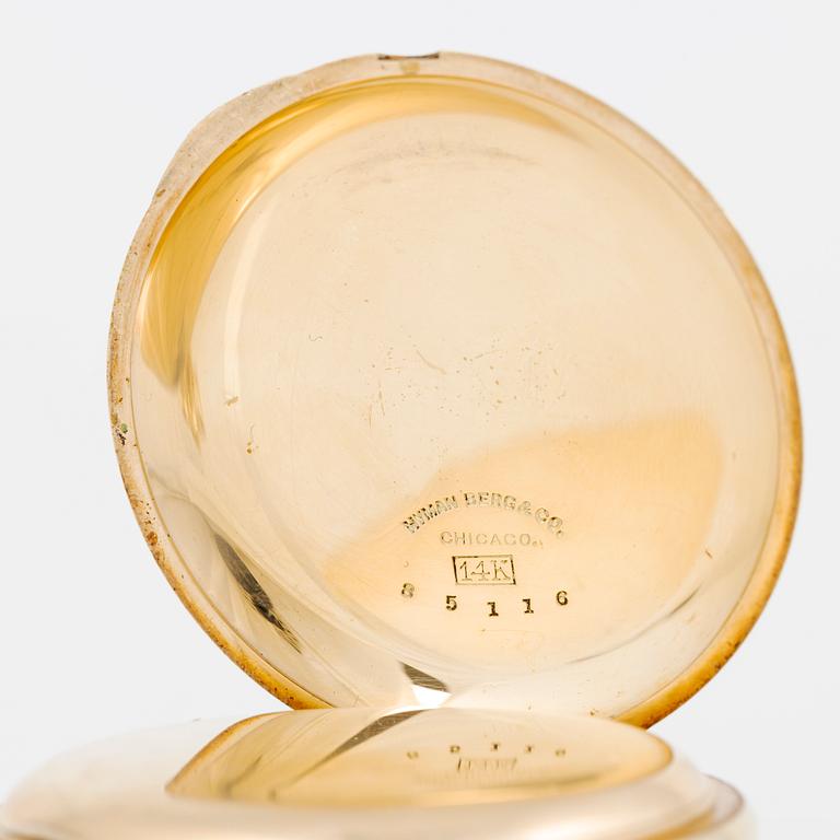 Fickur, 14K guld, Hyman Berg & Co, Chicago, 51,5 mm.