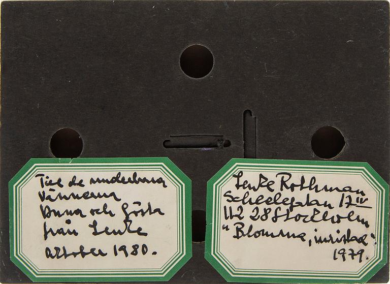 Lenke Rothman, "Blommor, inristad", blandteknik, 1979.