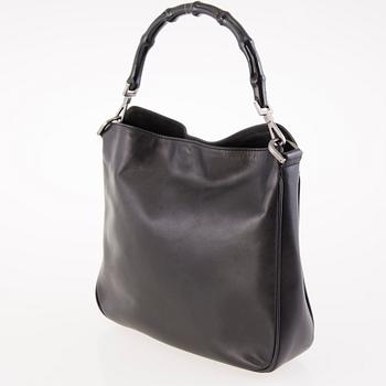 GUCCI Black Leather Bamboo Bag.