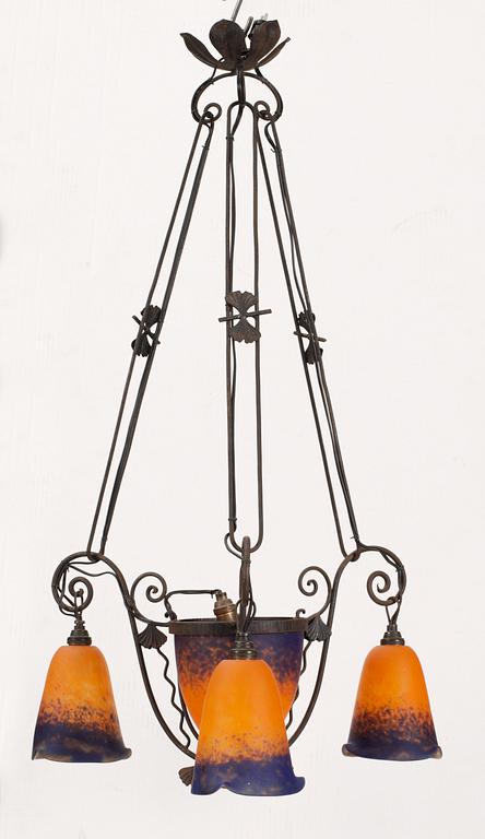 A Muller Freres ceiling lamp, France 1920's.