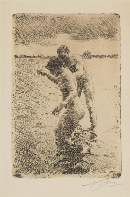 Anders Zorn, etching, 1919, signed in pencil.