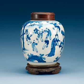 1708. A blue and white jar, Qing dynasty, Kangxi (1662-1722).