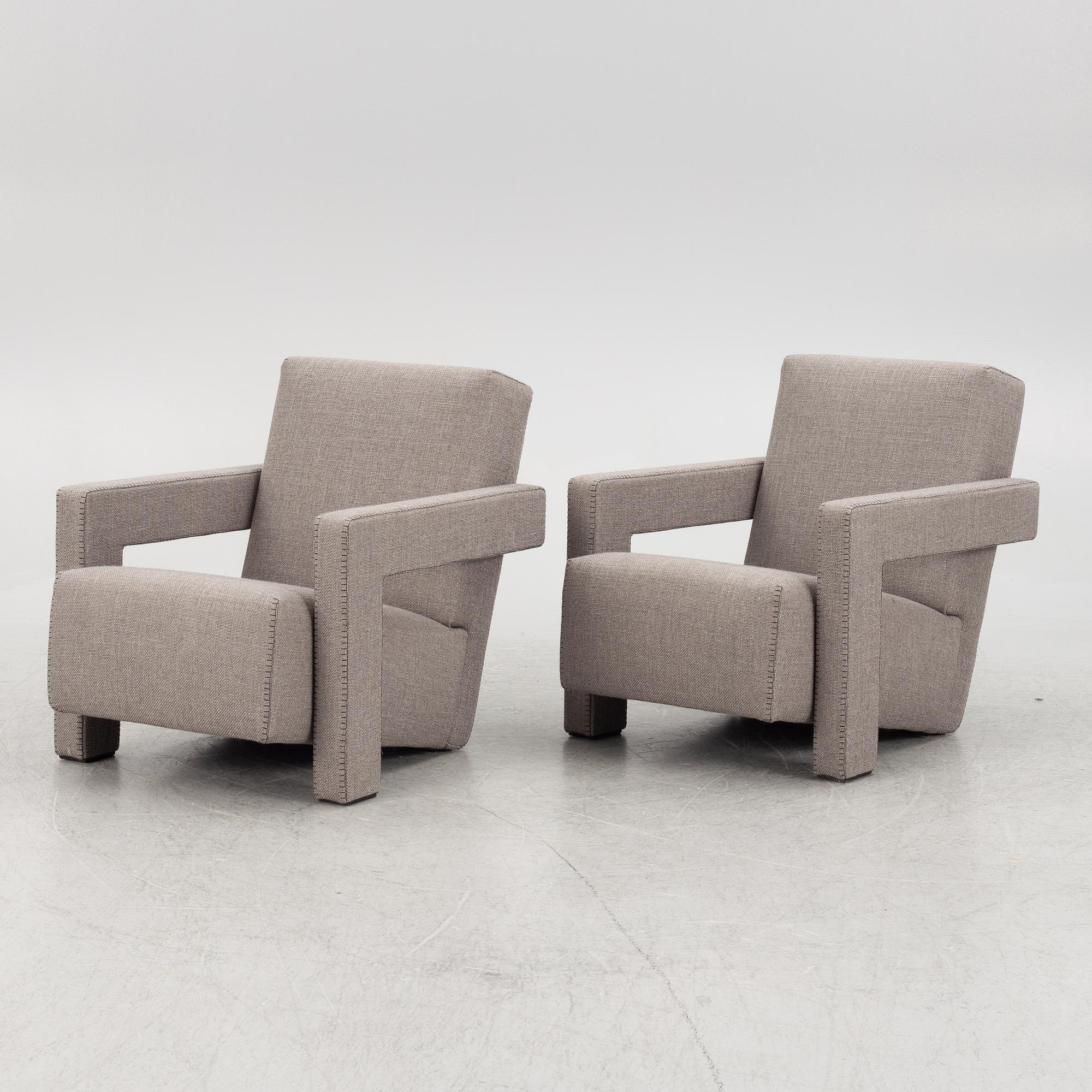 Gerrit Rietveld, a pair of "Utrecht" armchairs, Cassina, 21st century.