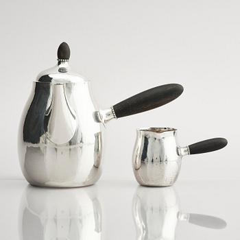 Georg Jensen, a sterling silver three-piece coffee set, Copenhagen, Denmark, after 1945, design no 80B and 80C.