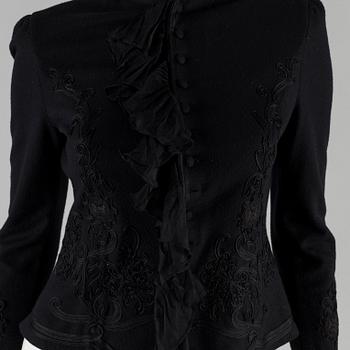 A black wool jacker by Ralph Lauren.