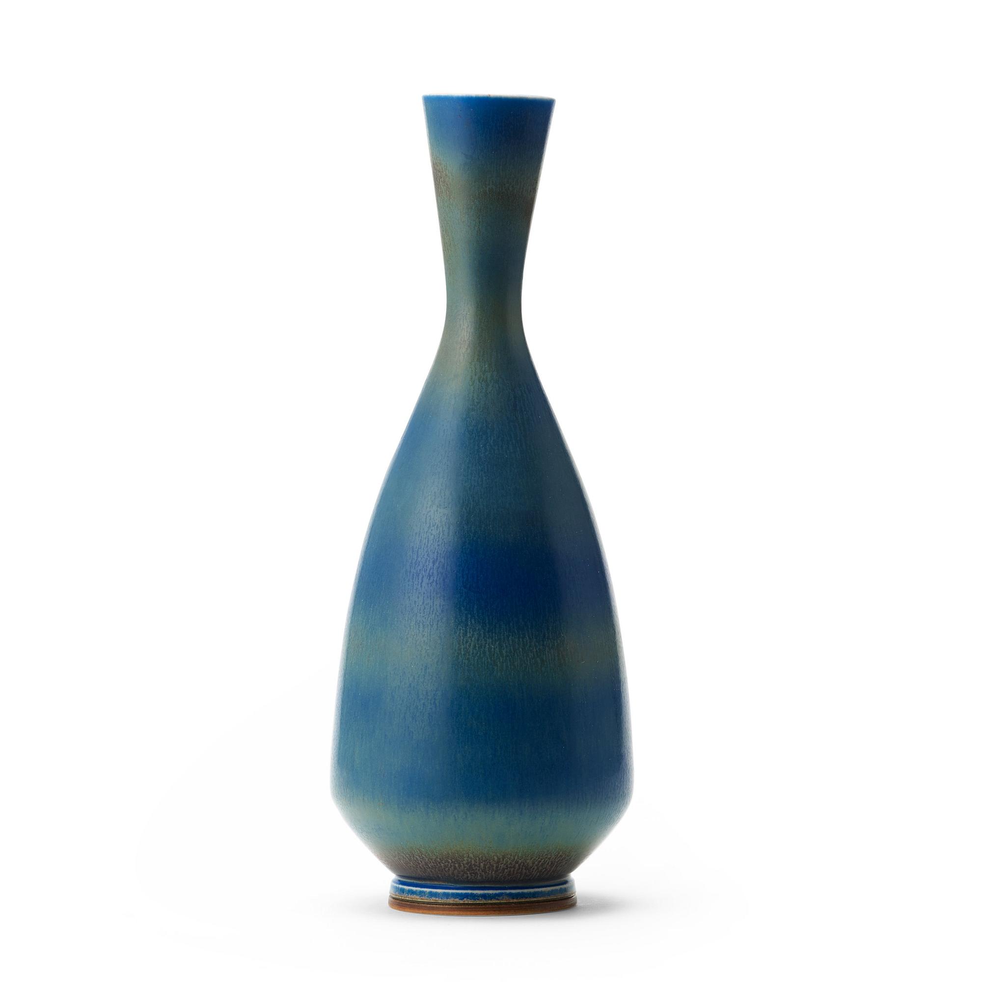 Berndt Friberg, a blue glazed stoneware vase, Gustavsberg studio 1967.