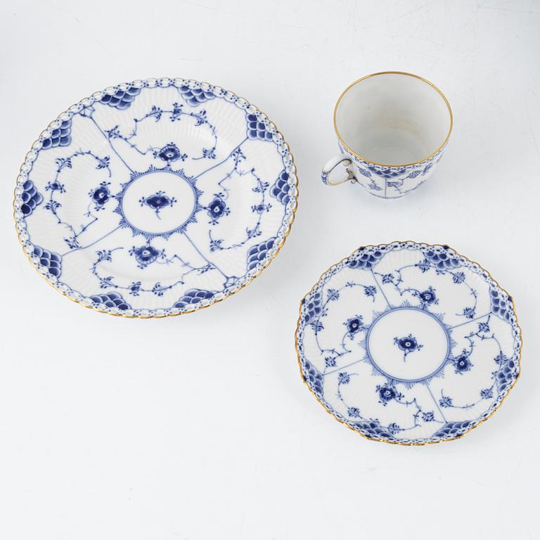 A 27-piece porcelain coffee service, full lace 'Musselmalet', Royal Copenhagen, Denmark.