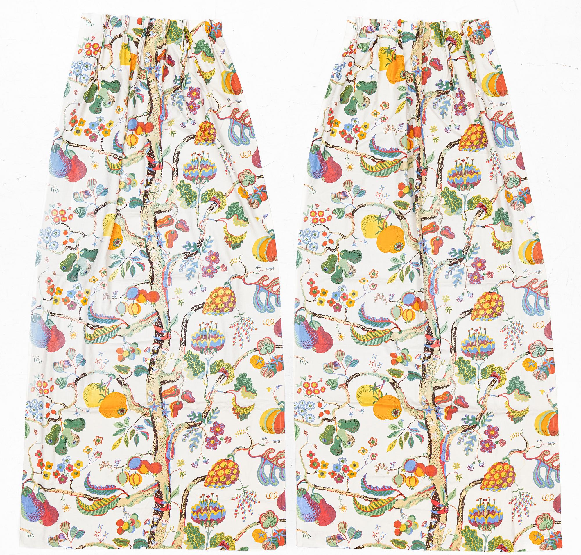 Josef Frank, a pair of 'Vegetable Tree' curtains, Svenskt Tenn.